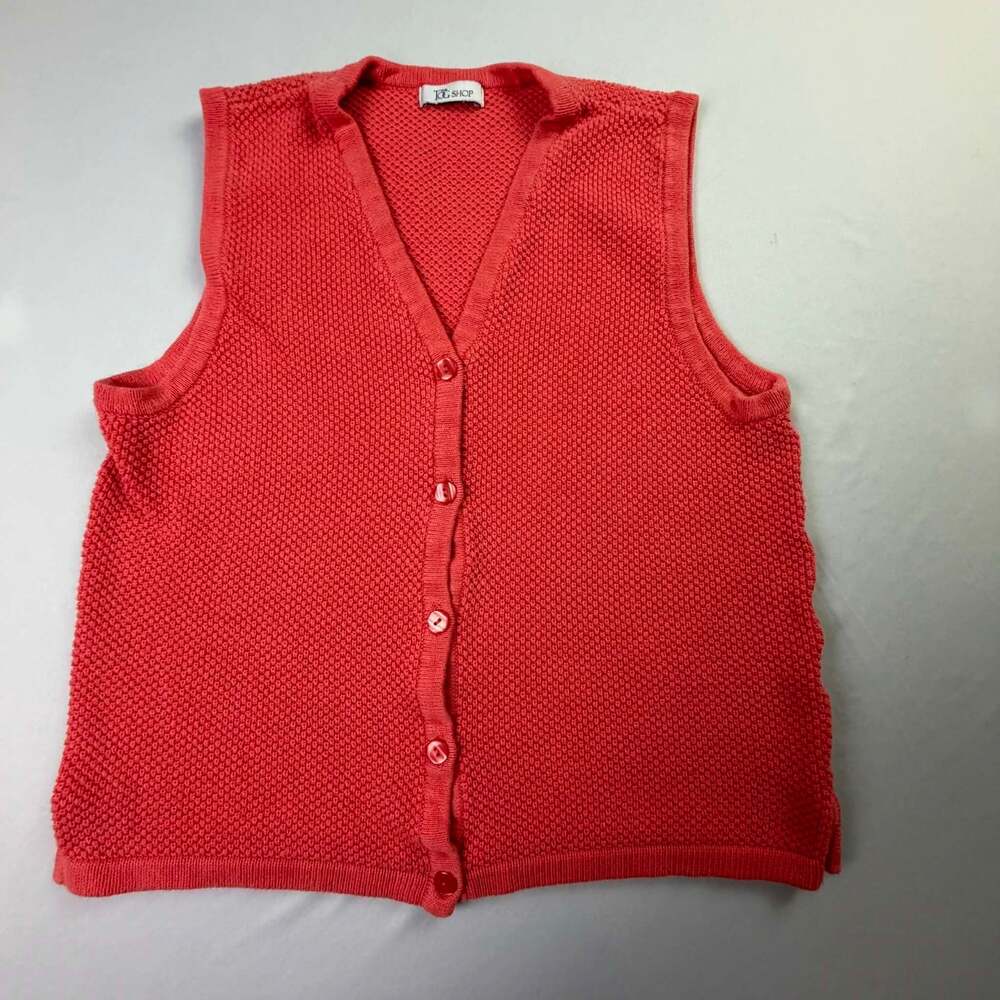 The Tog Shop Red Button Front Knit Sweater Vest